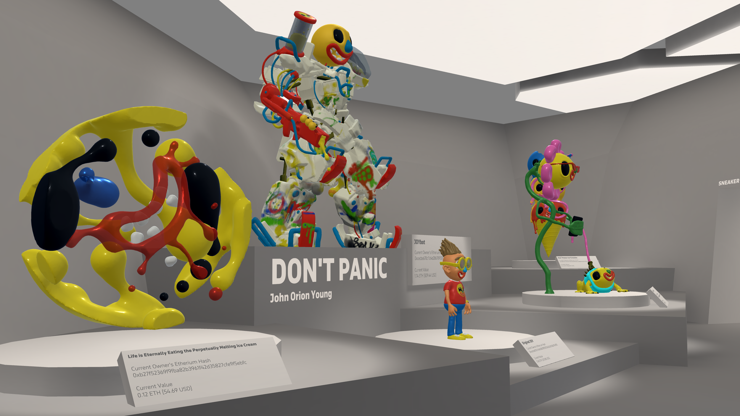 Don’t Panic , an exhibit featuring a few pieces created by John Orion Young in Oculus Medium